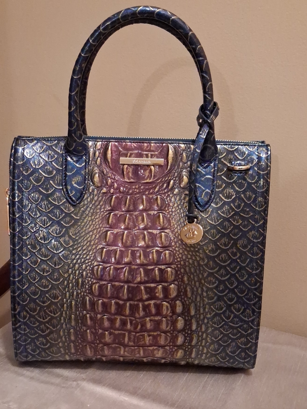 Brahmin Large Caroline Fig Jam Bowie.leather Satchel.nwot.